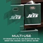 Franklin Sports New York Jets NFL Storage Bin - Collapsible Folding Cube Container + Storage Basket - NFL Office, Bedroom + Living Room Décor - Perfect Closet Organizer - 11"x11"