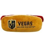 Pets First NHL LAS Vegas Golden Knights HOT Dog Plush Dog & CAT Squeak Toy - Cutest HOT-Dog Snack Plush Toy for Dogs & Cats with Inner Squeaker & Beautiful Hockey Team Name/Logo 8 x 5 x 3 Inches