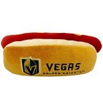 Pets First NHL LAS Vegas Golden Knights HOT Dog Plush Dog & CAT Squeak Toy - Cutest HOT-Dog Snack Plush Toy for Dogs & Cats with Inner Squeaker & Beautiful Hockey Team Name/Logo 8 x 5 x 3 Inches