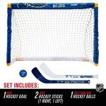Franklin Sports Louis Blues Mini Hockey Set - Knee Hockey Goal, Ball, & 2 Hockey Stick Combo Set - Mini Goal Net - NHL Official Hockey Set , St. Louis Blues , 28" x 20" x 12"