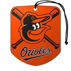 FANMATS 63162 MLB Baltimore Orioles Hanging Car Air Freshener, 2 Pack, Black Ice Scent, Odor Eliminator, Shield Design with Team Logo
