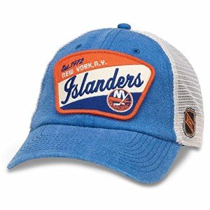 AMERICAN NEEDLE Ravenswood NHL Team Mesh Hat, New York Islanders, Ivory/Royal (43422A-NYI)