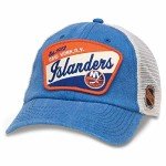 AMERICAN NEEDLE Ravenswood NHL Team Mesh Hat, New York Islanders, Ivory/Royal (43422A-NYI)