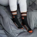For Bare Feet NFL Youth 4 Stripe Deuce Crew Sock, Cincinnati Bengals, One Size