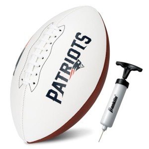 Franklin Sports NFL New England Patriots Autograph Football - Official Size White Panel Souvenir Football for Autographs + Signatures - NFL Team Fan Shop Memorabilia Ball for Display