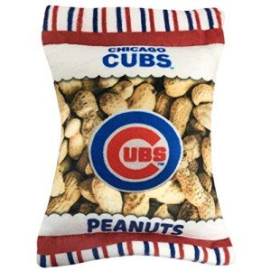 MLB Chicago Cubs Plush Peanuts Snack Toy for Dogs & Cats with Embroidered Team Name & Logo with Inner Squeaker