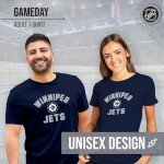Wright & Ditson NHL Adult Game Day Unisex T-Shirt - 100% Cotton - Tagless Short Sleeve Hockey Tee - Comfortable & Lightweight (Winnipeg Jets - Navy, X-Large)