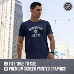 Wright & Ditson NHL Adult Game Day Unisex T-Shirt - 100% Cotton - Tagless Short Sleeve Hockey Tee - Comfortable & Lightweight (Winnipeg Jets - Navy, X-Large)