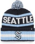 47 NHL Unisex-Adult Team Color Officially Licensed Primary Logo Bering Sport Knit Cuffed Pom Beanie Cold Weather Hat - Seattle Kraken Navy
