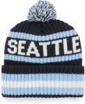 47 NHL Unisex-Adult Team Color Officially Licensed Primary Logo Bering Sport Knit Cuffed Pom Beanie Cold Weather Hat - Seattle Kraken Navy
