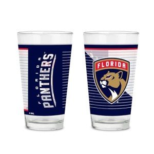 Rico Industries NHL Hockey Florida Panthers 16 oz Pint Glasses with Digitally Printed Logo, Set of 2 Classic Drinking Glasses, for Fans, Dishwasher Safe