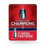 Rico Industries NHL Hockey Florida Panthers 2024 Stanley Cup Champions 8.5" x 11" Carbon Fiber Metal Parking Sign - Great for Man Cave, Bed Room, Office, Home Décor