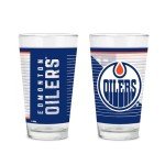 Rico Industries NHL Hockey Edmonton Oilers 16 oz Pint Glasses with Digitally Printed Logo, Set of 2 Classic Drinking Glasses, for Fans, Dishwasher Safe
