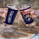 Rico Industries NHL Hockey Florida Panthers 16 oz Pint Glasses with Digitally Printed Logo, Set of 2 Classic Drinking Glasses, for Fans, Dishwasher Safe