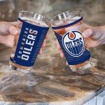 Rico Industries NHL Hockey Edmonton Oilers 16 oz Pint Glasses with Digitally Printed Logo, Set of 2 Classic Drinking Glasses, for Fans, Dishwasher Safe