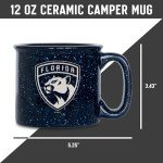 Rico Industries NHL Hockey Florida Panthers Navy Speckle 12oz Laser Engraved Campfire Mug