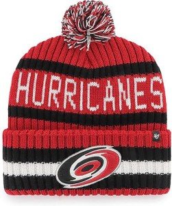 47 NHL Unisex-Adult Team Color Officially Licensed Primary Logo Bering Sport Knit Cuffed Pom Beanie Cold Weather Hat - Carolina Hurricanes Red