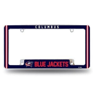 Rico Industries NHL Columbus Blue Jackets Classic 12" x 6" Chrome All Over Automotive License Plate Frame for Car/Truck/SUV