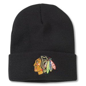 AMERICAN NEEDLE Chicago Blackhawks National Hockey League Terrain Knit Beanie Cap, Black (24010A-CBH-BLK)