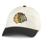 AMERICAN NEEDLE Chicago Blackhawks NHL Blue Line Adjustable Snapback Baseball Hat, Ivory/Black (EM004A-CBH-IBLK)