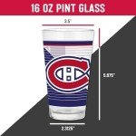 Rico Industries NHL Hockey Montreal Canadiens 16 oz Pint Glasses with Digitally Printed Logo, Set of 2 Classic Drinking Glasses, for Fans, Dishwasher Safe