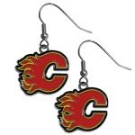 NHL Siskiyou Sports Womens Calgary Flames Chrome Dangle Earrings One Size Team Colors