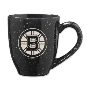 Rico Industries NHL Hockey Boston Bruins Black 16 oz Team Color Laser Engraved Speckled Ceramic Coffee Mug