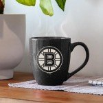 Rico Industries NHL Hockey Boston Bruins Black 16 oz Team Color Laser Engraved Speckled Ceramic Coffee Mug