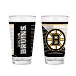 Rico Industries NHL Hockey Boston Bruins 16 oz Pint Glasses with Digitally Printed Logo, Set of 2 Classic Drinking Glasses, for Fans, Dishwasher Safe