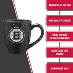 Rico Industries NHL Hockey Boston Bruins Black 16 oz Team Color Laser Engraved Speckled Ceramic Coffee Mug