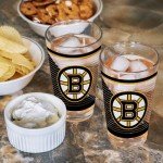 Rico Industries NHL Hockey Boston Bruins 16 oz Pint Glasses with Digitally Printed Logo, Set of 2 Classic Drinking Glasses, for Fans, Dishwasher Safe