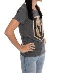 Calhoun NHL Surf & Skate Women's Distressed Print Fitted Crew Neck Premium T-Shirt (Vegas Golden Knights, Large)