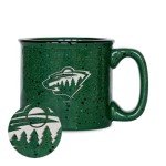 Rico Industries NHL Hockey Minnesota Wild Green Speckle 12oz Laser Engraved Campfire Mug