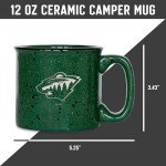 Rico Industries NHL Hockey Minnesota Wild Green Speckle 12oz Laser Engraved Campfire Mug