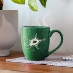 Rico Industries NHL Hockey Dallas Stars Green 16 oz Team Color Laser Engraved Speckled Ceramic Coffee Mug