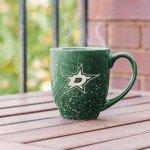 Rico Industries NHL Hockey Dallas Stars Green 16 oz Team Color Laser Engraved Speckled Ceramic Coffee Mug