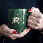 Rico Industries NHL Hockey Dallas Stars Green 16 oz Team Color Laser Engraved Speckled Ceramic Coffee Mug