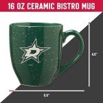 Rico Industries NHL Hockey Dallas Stars Green 16 oz Team Color Laser Engraved Speckled Ceramic Coffee Mug