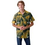 FOCO Green Bay Packers NFL Mens Hawaiian Button Up Shirt - L