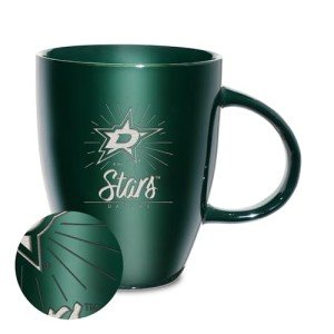 Rico Industries NHL Hockey Dallas Stars Sunburst 18oz Laser Engraved Ceramic Lustre Mug