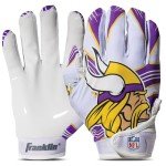Franklin Sports Minnesota Vikings Youth NFL Football Receiver Gloves -For Kids - NFL Team Logos and Silicone Palm - Youth M/L Pair
