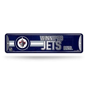 Rico Industries NHL Hockey Winnipeg Jets Metal Street Sign 4" x 15" Home Décor - Bedroom - Office - Man Cave