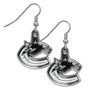 NHL Siskiyou Sports Womens Vancouver Canucks Chrome Dangle Earrings One Size Team Colors