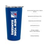 Rico Industries NHL Hockey New York Rangers 18oz Soft Touch, Easy Grip Tumbler