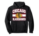Chicago Blackhawks Stripe Black Officially Licensed Pullover Hoodie