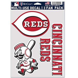 MLB Cincinnati Reds Decal Multi Use Fan 3 Pack, Team Colors, One Size