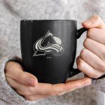 Rico Industries NHL Hockey Colorado Avalanche 15oz Laser Engraved Matte Black Ceramic Bistro Mug - For Hot or Cold Drinks