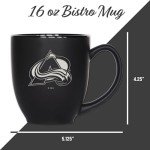Rico Industries NHL Hockey Colorado Avalanche 15oz Laser Engraved Matte Black Ceramic Bistro Mug - For Hot or Cold Drinks