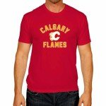 Wright & Ditson NHL Adult Game Day Unisex T-Shirt - 100% Cotton - Tagless Short Sleeve Hockey Tee - Comfortable & Lightweight (Calgary Flames - Red, XX-Large)
