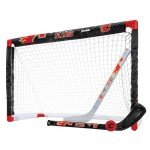 Franklin Sports NHL Calgary Flames Mini Hockey Set - Kids Indoor Knee Hockey Goal, Ball, + 2 Mini Hockey Stick Combo Set - Youth NHL Team Indoor Toy Knee Hockey Sets - NHL Official - Ages 3+
